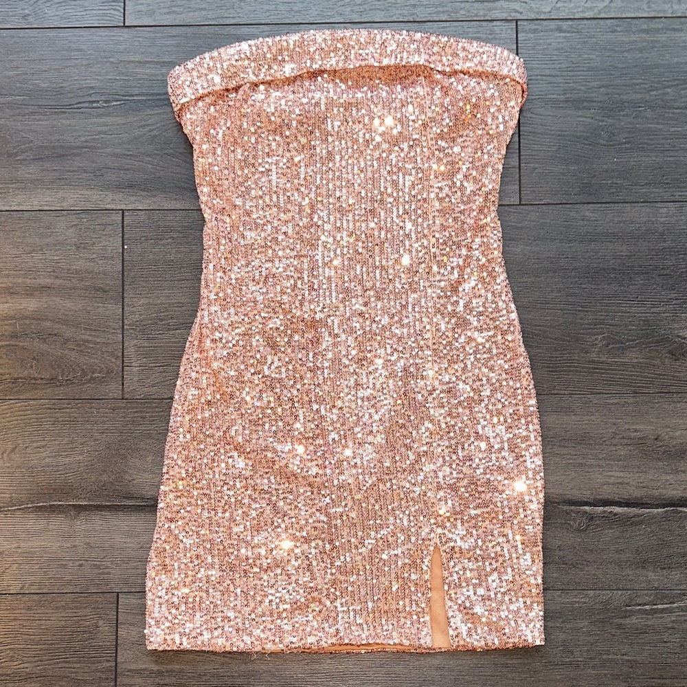 Glamorous Strapless Sequin Dress